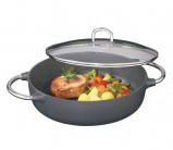 Сотейник чугунный 30 см со стеклянной крышкой Kuchenprofi