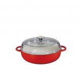 Сотейник со стеклянной крышкой d-28 см, h-10,5 см, 5 л (красный) Kuchenprofi